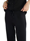 Blackspade Gömlek Yaka Düz Siyah Kadın Pijama Takımı 51803