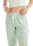 Ekru Kadın Orta Bel Normal Kalıp Baskılı Pijama Alt 51805
