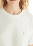 Krem Kadın Yuvarlak Yaka Normal Kalıp T-Shirt 60547