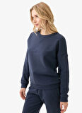 Blackspade Yuvarlak Yaka Düz Lacivert Kadın Sweatshırt 60604