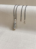 TÜP MODEL İÇİ AÇILIR SİYAH ZİNCİR 925 AYAR GÜMÜŞ CEVŞEN KOLYE