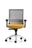 Bürotime Cozy Çalışma Koltuğu Gri/Sarı - 3D Kol - Alüminyum Ayak