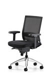 Bürotime Cozy Çalışma Koltuğu - 3D Kol - Alüminyum Ayak - Siyah