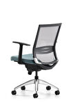 Bürotime Cozy Çalışma Koltuğu - Sabit T Kol - Alüminyum Ayak - Gri/Mint Yeşili