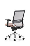Bürotime Cozy Çalışma Koltuğu - 3D Kol - Alüminyum Ayak - Gri/Somon