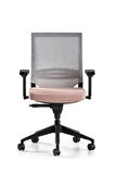 Bürotime Cozy Çalışma Koltuğu - 3D Kol - Plastik Ayak - Gri/Somon
