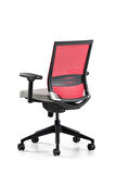 Bürotime Cozy Çalışma Koltuğu - 3D Kol - Plastik Ayak - Açık Gri/Kırmızı