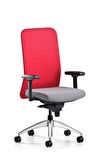 Bürotime Comfy Çalışma Koltuğu | 3D Kol | Alüminyum Ayak | Kırmızı/Antrasit