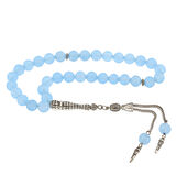 Doğal Taşlı Mavi Yeşim Taşlı Gümüş Tesbih