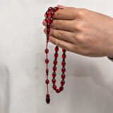 Sıkma Kehribar 925 Ayar Gümüş Tesbih