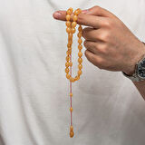 Sıkma Kehribar 925 Ayar Gümüş Tesbih