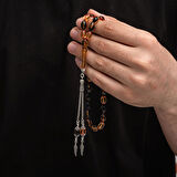 Sıkma Kehribar 925 Ayar Gümüş Tesbih