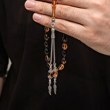 Sıkma Kehribar 925 Ayar Gümüş Tesbih