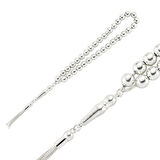 Yuvarlak Kesim 925 Ayar Gümüş Tesbih