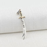 Hz Ali Yazılı Zulfikar 925 Ayar Gümüş Erkek Kolye Ucu