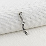 Hz Ali Yazılı Zulfikar 925 Ayar Gümüş Erkek Kolye Ucu