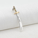 Hz Ali Yazılı Zulfikar Yeşil Beyaz Taşlı 925 Ayar Gümüş Erkek Kolye Ucu