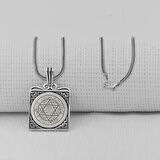 Hz Süleyman Mührü Kare Model 925 Ayar Gümüş Erkek Kolye