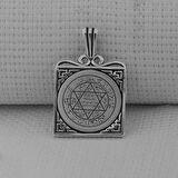 Hz Süleyman Mührü Kare Model 925 Ayar Gümüş Erkek Kolye Ucu