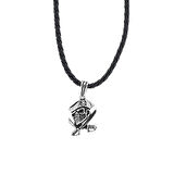 Kuru Kafa Tasarımlı Deri İpli 925 Ayar Gümüş Erkek Kolye