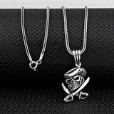 Kuru Kafa Tasarımlı 925 Ayar Gümüş Erkek Kolye