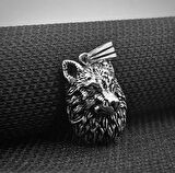 Kurt Kafası  925 Ayar Gümüş Erkek Kolye Ucu