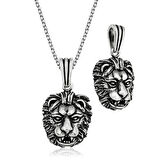 Aslan Kafası Motifli 925 Ayar Gümüş Erkek Kolye