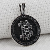 Bitcoin 925 Ayar Gümüş Erkek Kolye Ucu