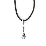 Anahtar Tasarımlı Deri İpli 925 Ayar Gümüş Erkek Kolye