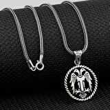 Çift Başlı Kartal  925 Ayar Gümüş Erkek Kolye