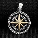 Pusula Tasarımlı  925 Ayar Gümüş Erkek Kolye Ucu