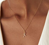 K Harf 14 Ayar Altın Kolye