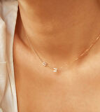 İki Harf Yazılı 14 Ayar Altın Kolye