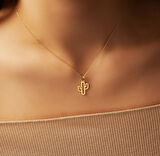 Kaktüs 14 Ayar Altın Kolye