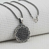 Ayetel Kursi Dualı Yazılı  925 Ayar Gümüş Erkek Kolye