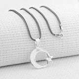 Ay Yıldız Tasarımlı  925 Ayar Gümüş Erkek Kolye