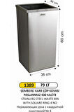 ARI METAL 1389 79 LT ÇEMBER KARE ÇÖP KOVASI