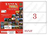 Tanex Tw-2003 Ebat 210 x 99 mm Laser Etiket  A4 Sayfada 3 Etiket
