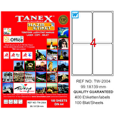 Tanex Lazer Etiket 100 YP 99.1x139 Laser-Copy-Inkjet TW-2004