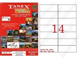 Tanex Tw-2014 Ebat 99 x 38 mm Laser Etiket  A4 Sayfada 14 Etiket