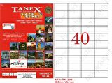 Tanex Tw-2040 Ebat 52 x 29 mm Laser Etiket  A4 Sayfada 40 Etiket