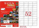 Tanex Tw-2052 Ebat 46 x 21 mm Lazer Etiket  A4 Sayfada 52 Etiket