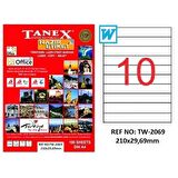 Tanex Lazer Etiket 100 YP 210x29,69 Laser-Copy-Inkjet TW-2069
