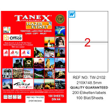 Tanex Lazer Etiket 100 YP 210x148.5 Laser-Copy-Inkjet TW-2102