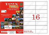 Tanex Tw-2105 Ebat 105 x 37 mm Lazer Etiket  A4 Sayfada 16 Etike
