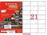 Tanex Tw-2124 Ebat 70 x 42 mm Lazer Etiket  A4 Sayfada 21 Etiket