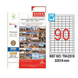 Tanex 33X19 mm. Laser Etiket 100 Adet TW-2319