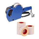 Tanex Eco Mavi Etiket Makinesi TNX-5500ECO41 + Tanex Fiyat Etiketi Çizgili 12 mm x 21 mm Beyaz 6'lı Rulo