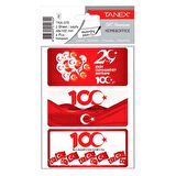 Tanex TNX-378 100. Yıl Bayrak Hologram Etiketi 48x100 mm 4 Adet