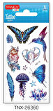 Tanex 7x12mm Kuş-Kelebek Simli Tatoo TNX-26360